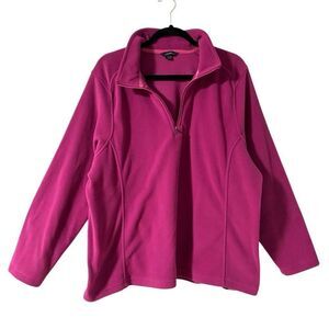 Lands’ End 1X Polartec Aircore 100 fleece quarter zip berry purple color